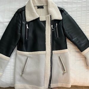 Faux leather Sherpa coat